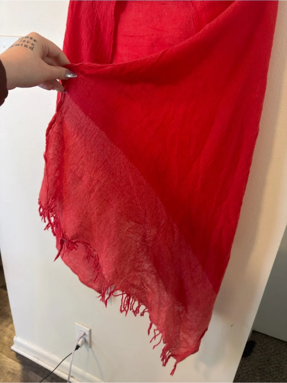 Nordstrom 100% Cashmere Scarf Wrap OS Red Shawl